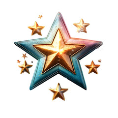 Obraz premium A vibrant three dimensional rainbow star with shimmering luminous edges against a clean white backdrop conveying a sense of pride brilliance and celebratory energy