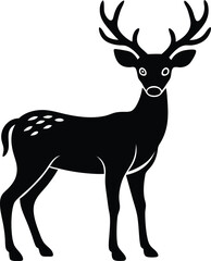 Majestic Deer Silhouette Elegant Black and White Illustration of a Buck