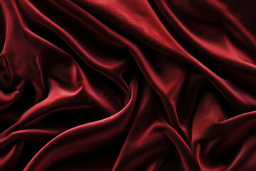 Obraz premium Elegant Close-Up of Flowing, Draped Red Velvet Fabric Texture Background