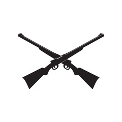 Crossed hunting rifles vector illustration for hunting season logo silhouette