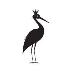Obraz premium Black silhouette crowned heron vector illustration stock image