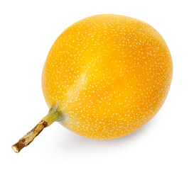 Whole ripe yellow passion fruit isolated on white
