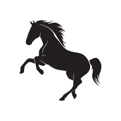 Obraz premium Black horse rearing silhouette vector illustration equine art
