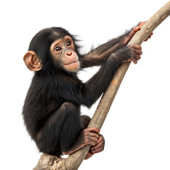 Adorable Baby Chimpanzee Climbing Branch