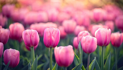 Fototapeta premium pink tulips very shallow focus