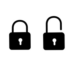 locked and unlocked padlock icon. security illustration vector. lock and unlock icon.