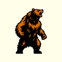 angry brown bear standing vector illustration	

