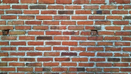 Classic Red Brickwork with Visible Mortar Lines, Solid Construction Material for Backdrops, Textures, and Design Elements in Various Projects	