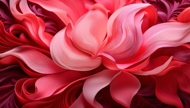 vibrant abstract floral design with swirling red and pink hues