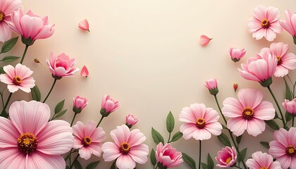 Fototapeta premium Floral pink flowers blossom petals bloom spring botanical garden nature background art design
