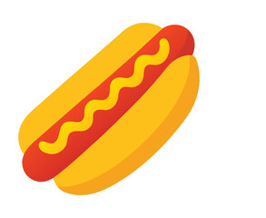 Hotdog with Mustard Vector Illustration, Classic Fast Food.