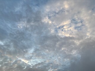 a sky filled with altocumulus clouds with a wavy pattern, creating an interesting texture in the...