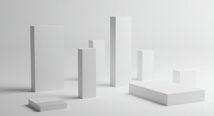 Geometric shapes isolated on white background create a modern and minimal composition