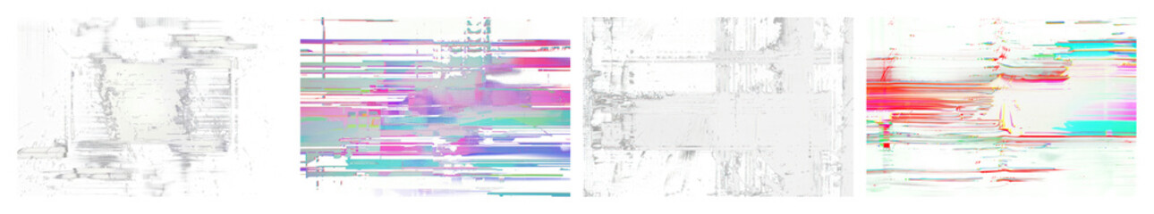 Fototapeta premium PNG Colorful digital glitch art, element set on transparent background