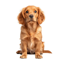 Portrait of a cute and friendly Cocker Spaniel puppy sitting on a clean white background