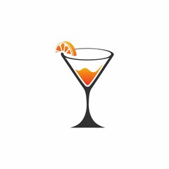 Cocktail bar logo elegant flat glass