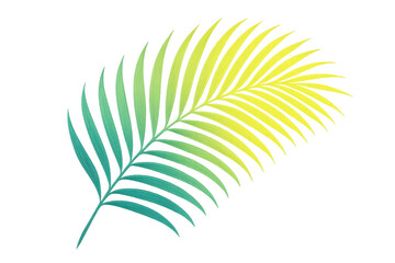 Fototapeta premium Vivid gradient tropical palm leaf with translucent backdrop, showcasing lush summer botanical design element