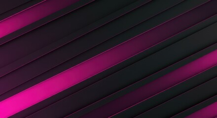 Obraz premium Diagonal black stripes with vibrant pink accents create a modern abstract background