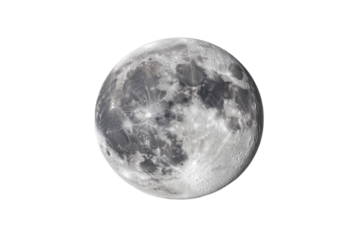 Large, round, white moon in the sky, isolated