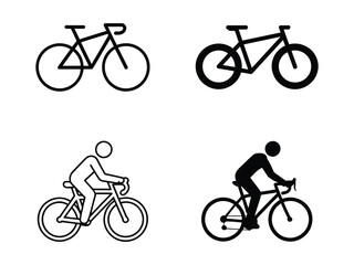 Fototapeta premium Bicycle icons set road bike cyclist silhouette