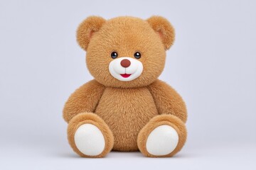 Obraz premium Adorable fluffy teddy bear on plain background