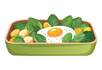 Egg Salad with Mixed Veggies Bento Box - Vector Illustration