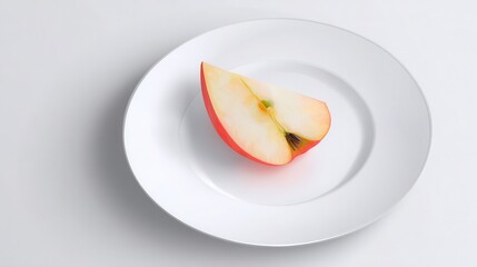 A slice of red  on a white plate.