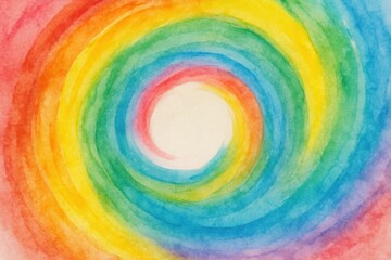 Obraz premium Abstract Rainbow Swirl Background with White Middle and Watercolor Paint Texture