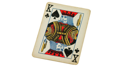 Classic king playing card from standard deck, face card illustration with royal design isolated on white background