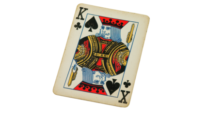Classic king playing card from standard deck, face card illustration with royal design isolated on white background