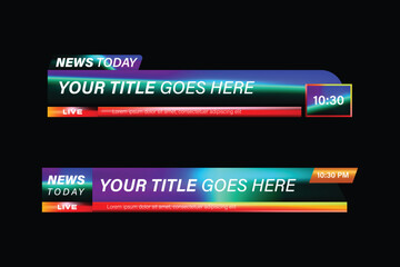 Colorful lower third banner tv breaking news template graphic