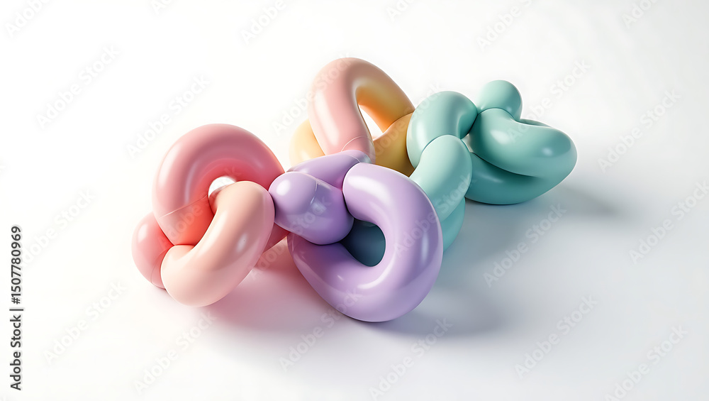 Fototapete abstract organic structure highly detailed 3d render of interconnected pastel forms
