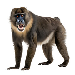Obraz premium Mandrill monkey portrait ai generated png isolated on a white background