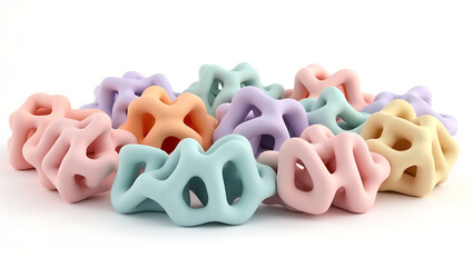 Naklejka premium Highly Detailed 3D Generative Structures Smooth Organic Forms in Pastel Colors
