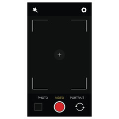 Phone camera viewfinder frame video or photo focus screen vertical template design
