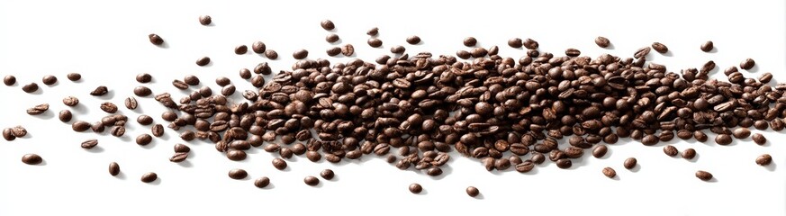 Naklejka premium Scattered Dark Brown Chocolate Chips On White Background