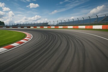 Empty Car Race Track Turn Creating a Dynamic Sport Background for Speed and Competition