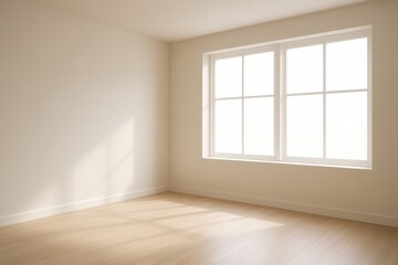 [Empty Minimal Room Interior with Large Windows and Soft Natural Light]