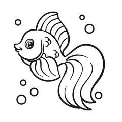 vector illustration of a fancy goldfish. Drawing. 