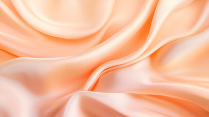 Fototapeta premium Peach silk fabric flowing texture background