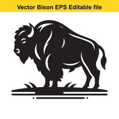 Obraz premium Bison Silhouette Vector for Rustic & Western Designs