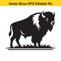 Obraz premium Bison Silhouette Vector for Rustic & Western Designs