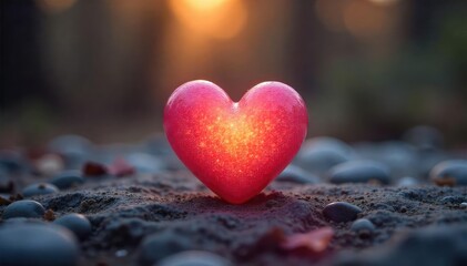 Close-up of a serene, peaceful heart-shaped object, gently illuminated, suggesting calm and tranquility Perfect for meditation, wellness, and relaxation themes , mindfulness, serenity