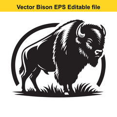 Fototapeta premium Bison Silhouette Vector for Rustic & Western Designs