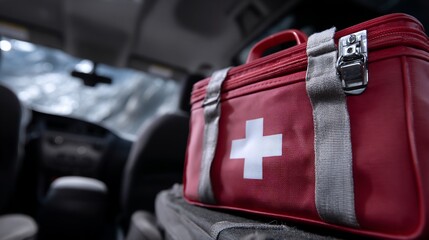 First aid kit in a car