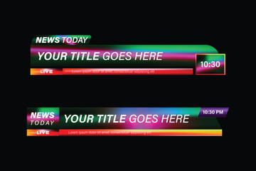 Colorful lower third banner tv breaking news template isolated
