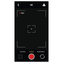 Phone camera viewfinder frame video or photo focus screen vertical template vector