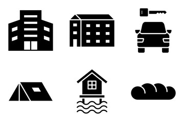 travel Accommodation icon set collection
