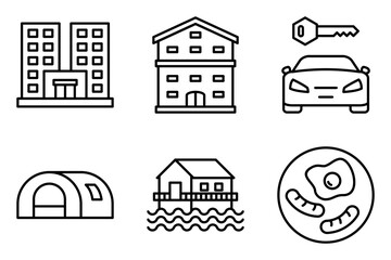 travel Accommodation icon set collection