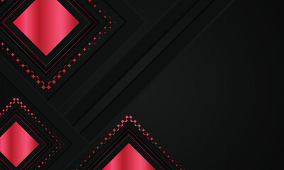 Black background with red gradient glitter geometric shape design